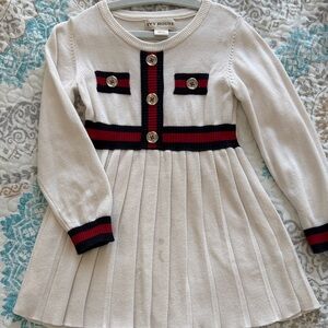 Cream and Black Kids Casual Dress